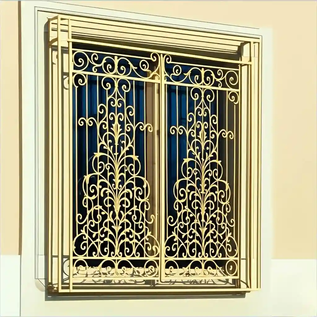 حفاظ پنجره مدل اشرافی زرین فرفورژه طلایی