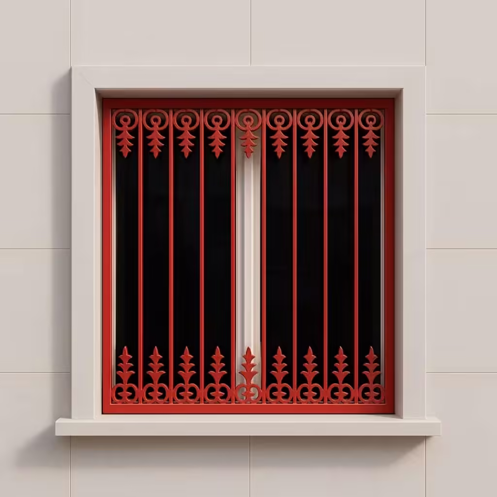 حفاظ پنجره مدل قندیل دار ویلایی نصب شده روی نمای ویلایی