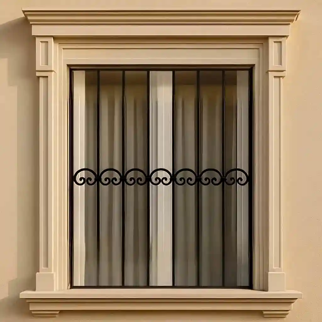 جزئیات طراحی قوس‌های نعل اسبی حفاظ پنجره