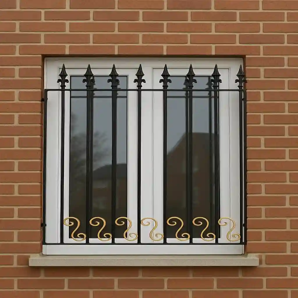 جزئیات سرنیزه‌های فلزی حفاظ پنجره مدل نیزه مارپیچ