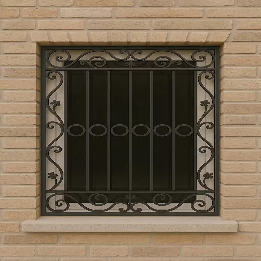 جزئیات هنری پیچک‌ها و برگ‌ها در حفاظ پنجره مدل پیچک بهاری