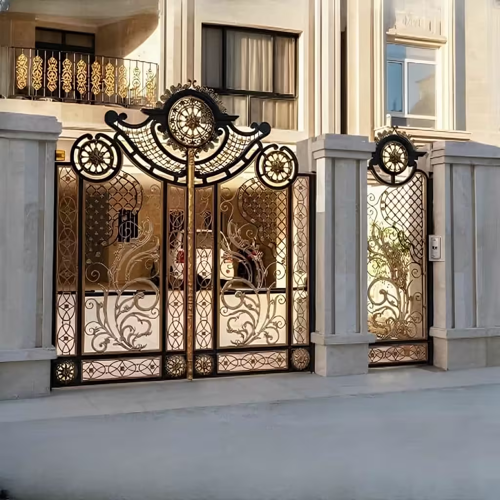 خرید درب مدل اقاقیا فرفورژه گل‌دار ورودی ویلا