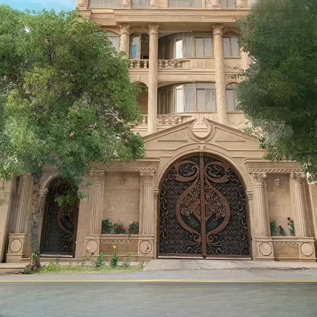 درب فلزی دسته گل با طراحی برجسته