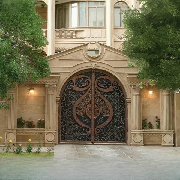 درب فرفورژه دسته گل با تزئینات دستی