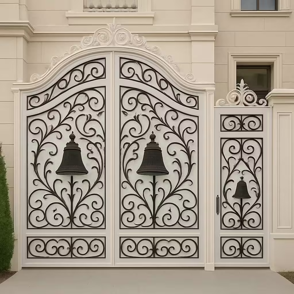 درب فرفورژه زنگوله با تزئینات دست‌ساز