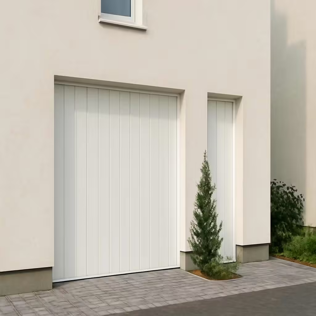 درب کیت کت عمودی نصب شده در ورودی ویلای مدرن