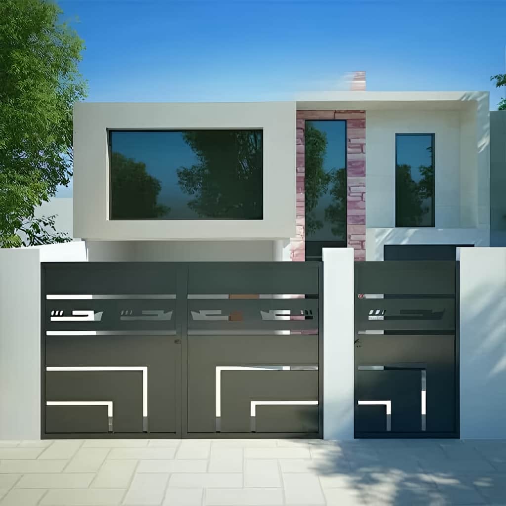 درب یونیک نصب شده در ورودی ویلای مدرن