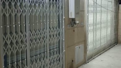 درب آکاردئونی حفاظ ساختمان در بیرجند