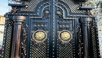 درب پارکینگ فلزی حیاط در کرمانشاه