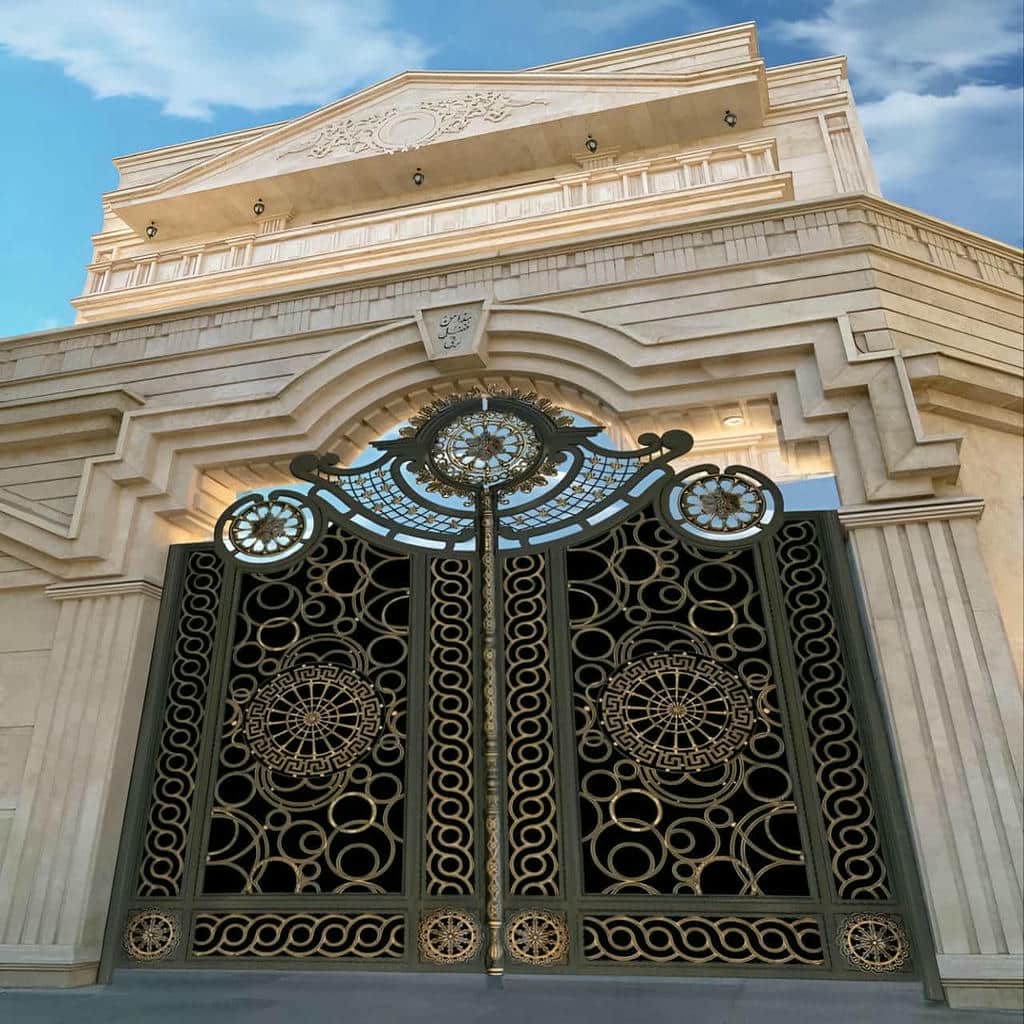 خرید درب پارکینگ فلزی حیاط فرفورژه در سمنان