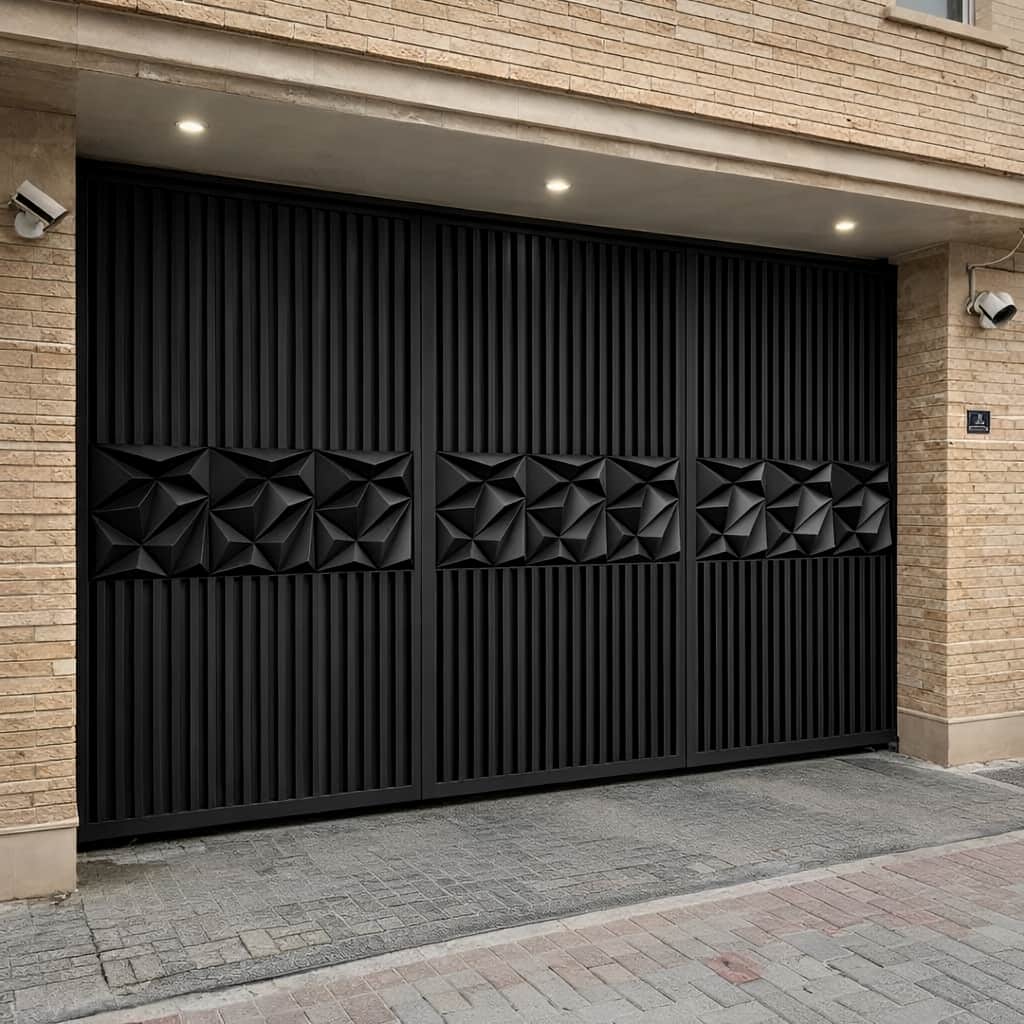 نصب درب پارکینگ فلزی حیاط ساده در لواسان