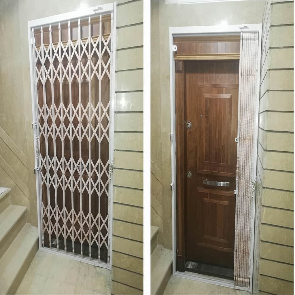 فروش درب آکاردئونی چهار گل لوزی با رنگ کوره‌ای