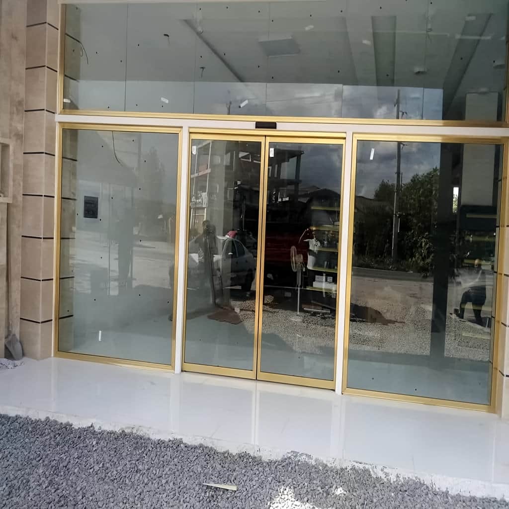 خرید درب اتوماتیک شیشه ای گردان سهباله