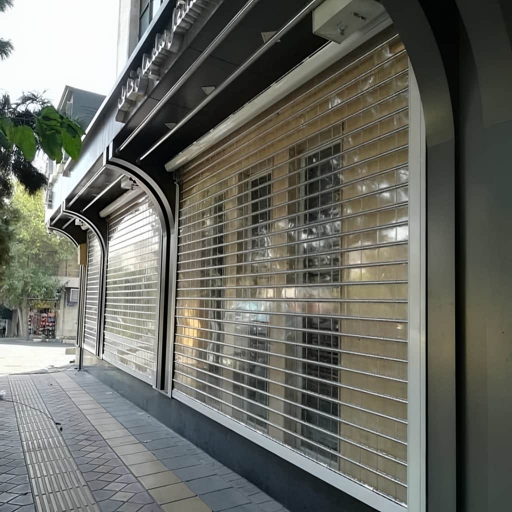 خرید کرکره برقی رنگی نمای فروشگاه تک‌رنگ