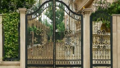8 مدل درب پارکینگ فرفورژه نمای رومی