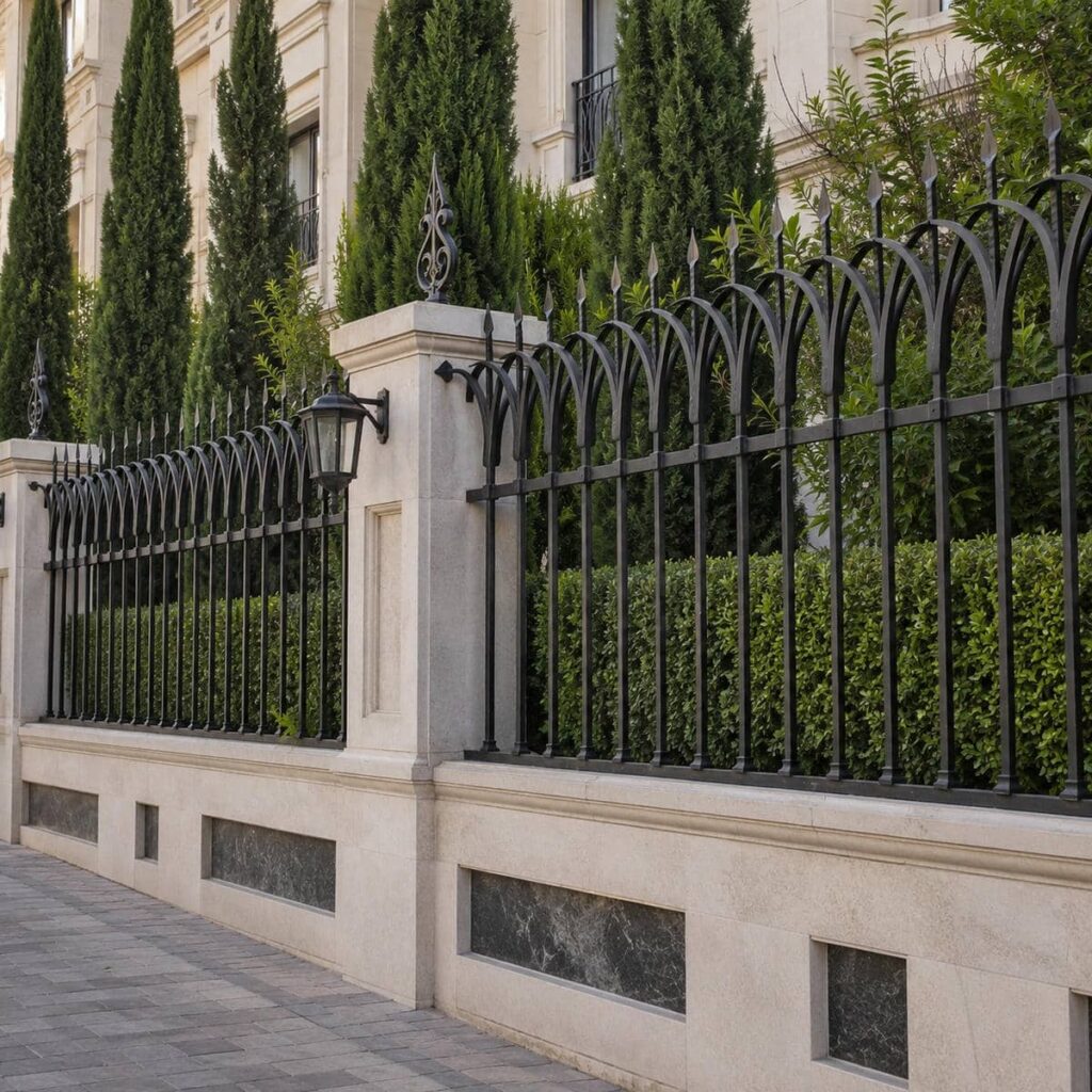 پایه فلزی حفاظ دیوار سیم خاردار ترکیبی آماده نصب