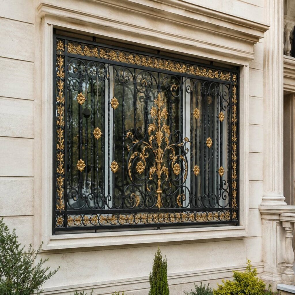 خرید حفاظ پنجره مشکی طلایی سفارشی