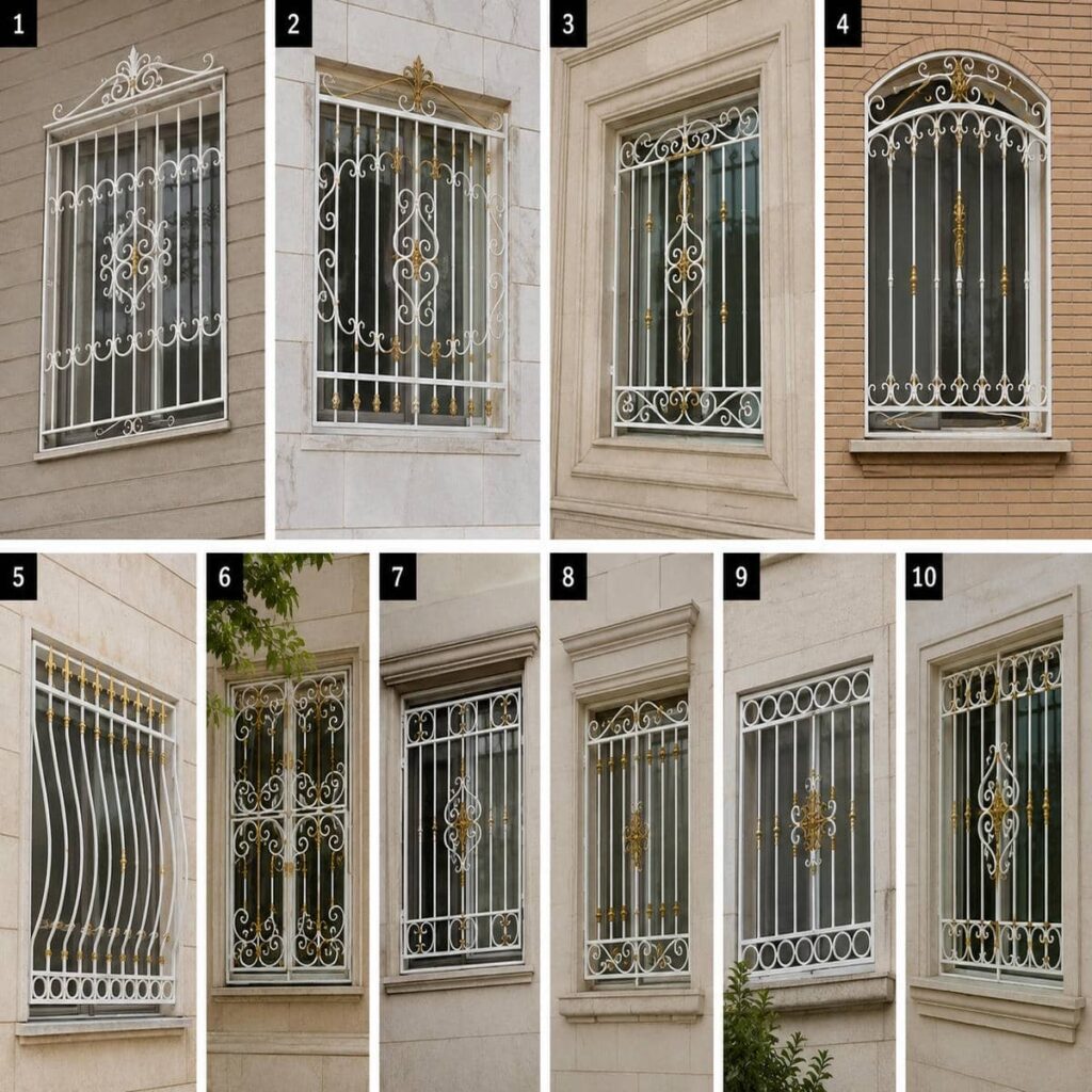 خرید حفاظ پنجره سفید طلایی سفارشی
