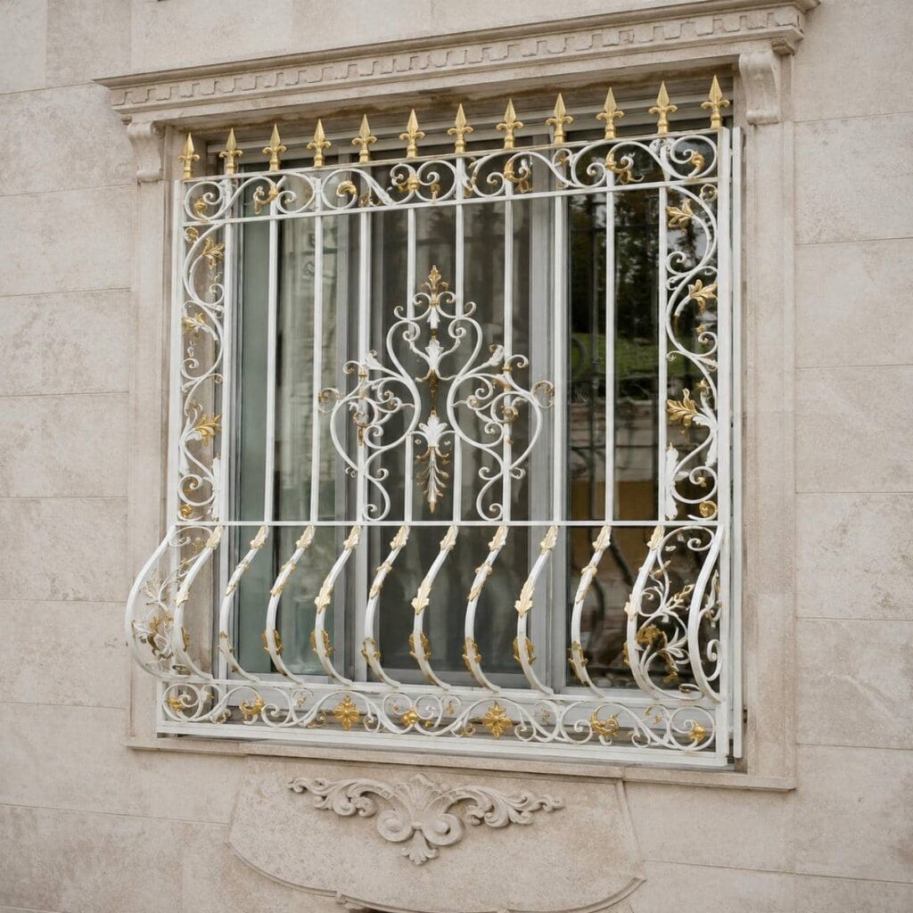 خدمات اندازه‌گیری حفاظ پنجره سفید طلایی