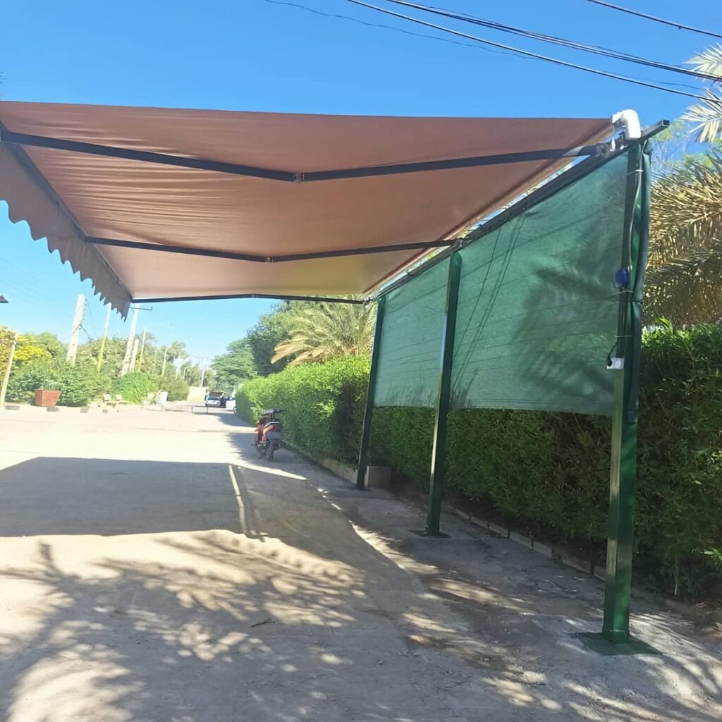 سایبان بازویی کرج با سازه فلزی