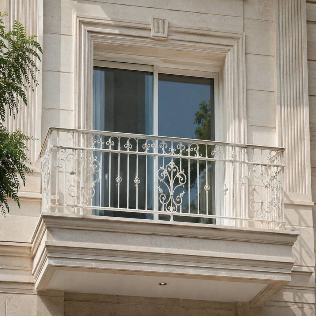 نرده تراس شیشه ای نمای بیرونی