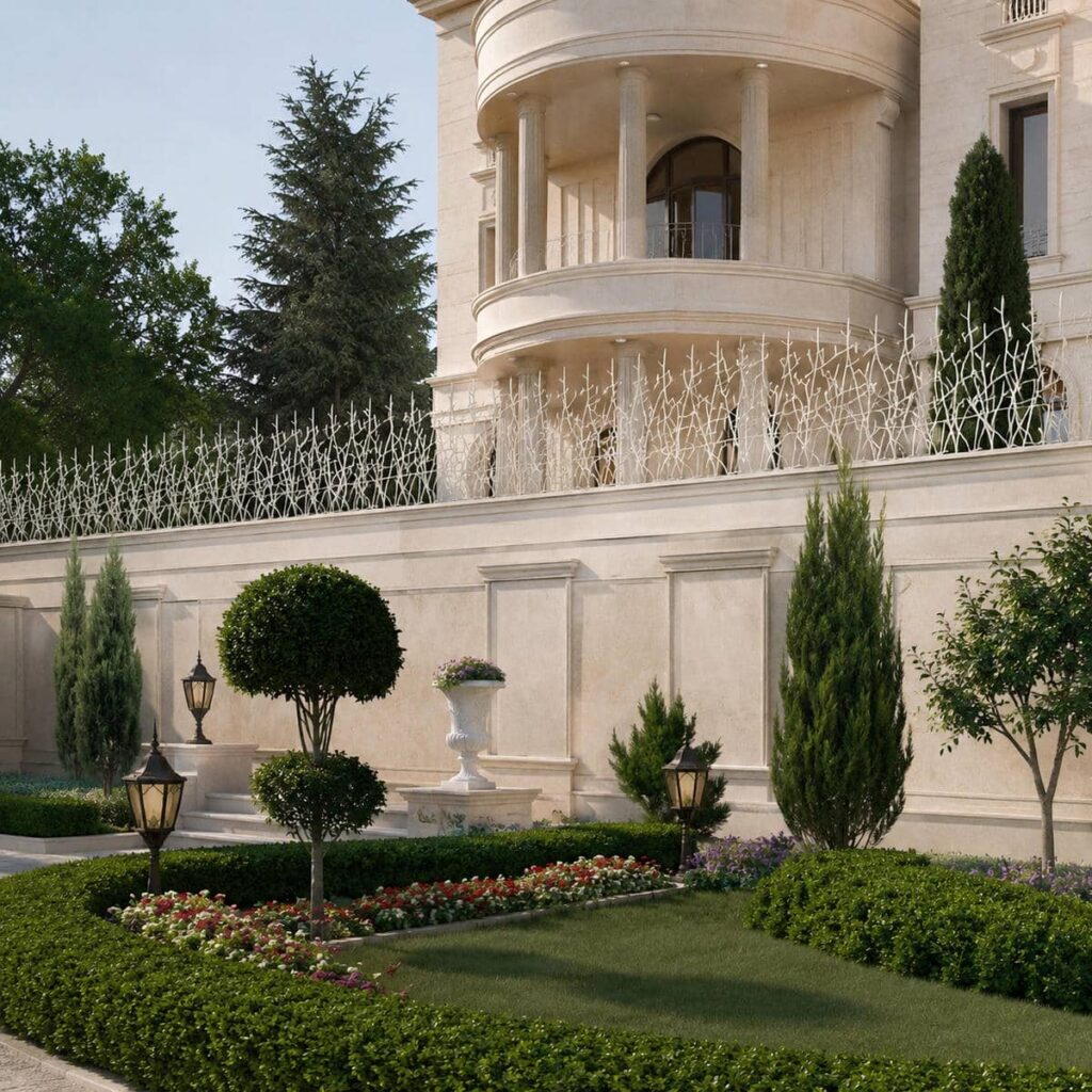نرده حفاظ دیوار با پوشش رنگ کوره ای ساختمان