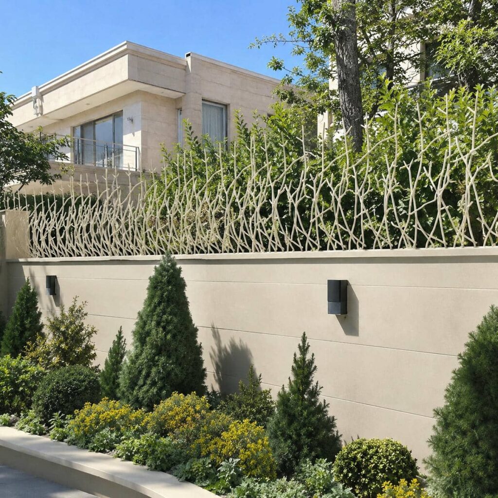 نرده حفاظ دیوار فلزی با فرم مدرن