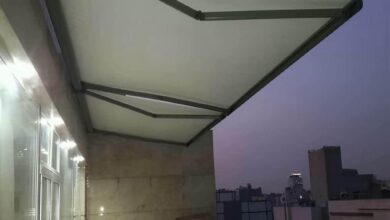 سایبان برقی ایلام مدل بازویی فضای تجاری