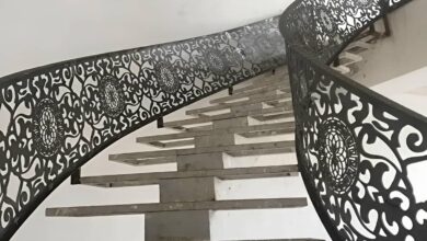 نرده راه پله آهنی با اتصالات پرداخت شده در یزد